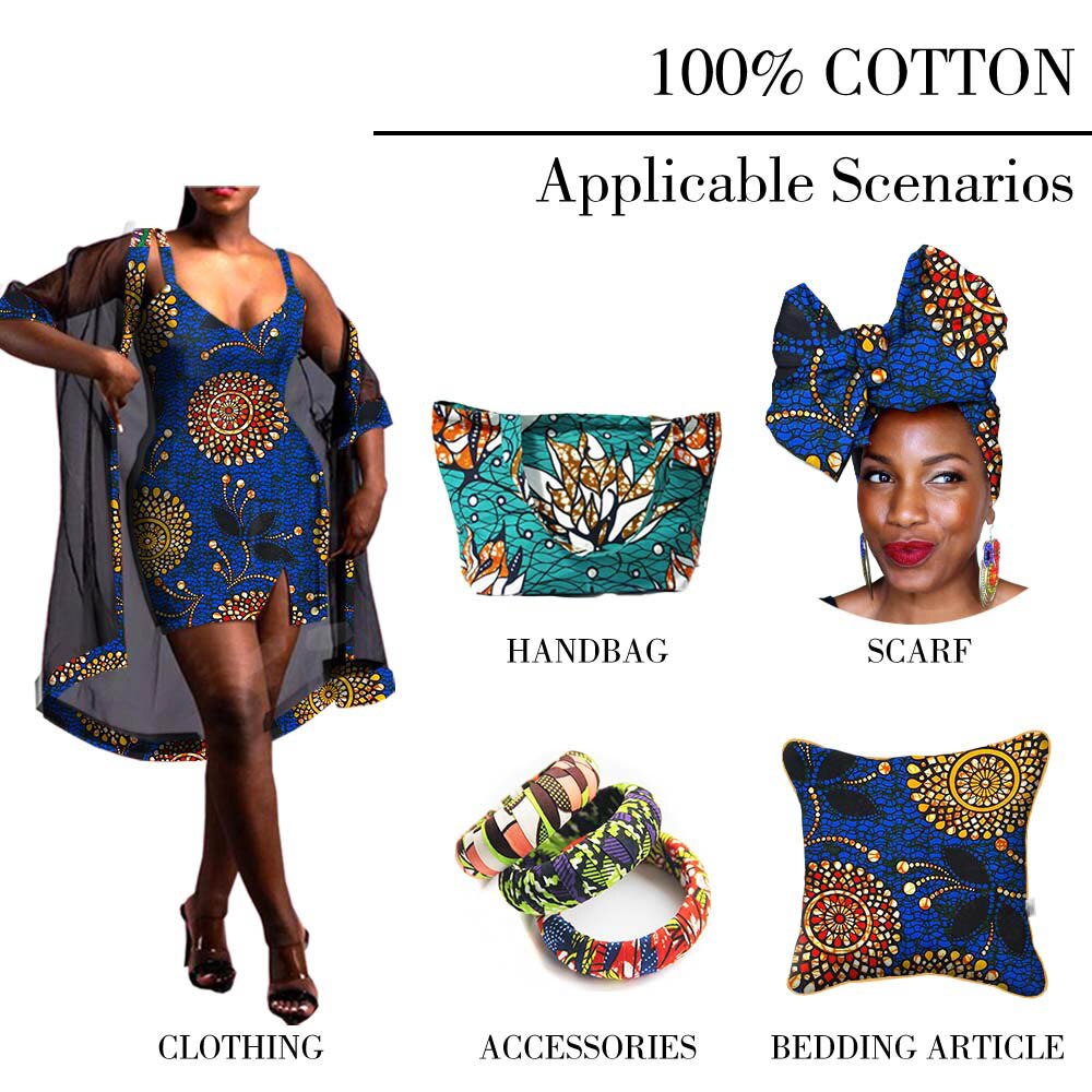 African Traditional Style Ankara Real Wax Print Cotton Fabric with Round Pattern for Sewing,Diy,Dress AFRICA NO.1