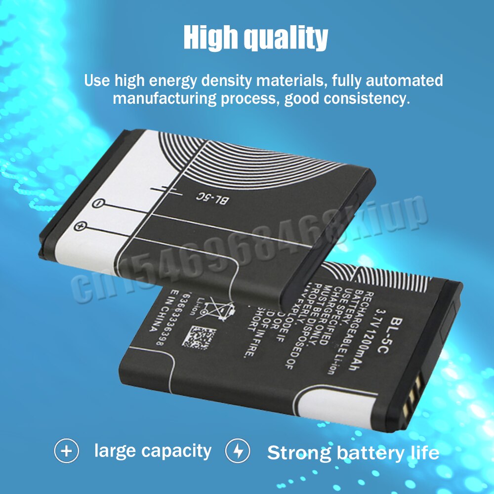 BL-5C BL5C BL 5C 3.7V 1200mAh Replacement Lithium Battery For Nokia 1100 1110 1112 1200 1208 1600 2300 2600 2610 3100 3110 5130