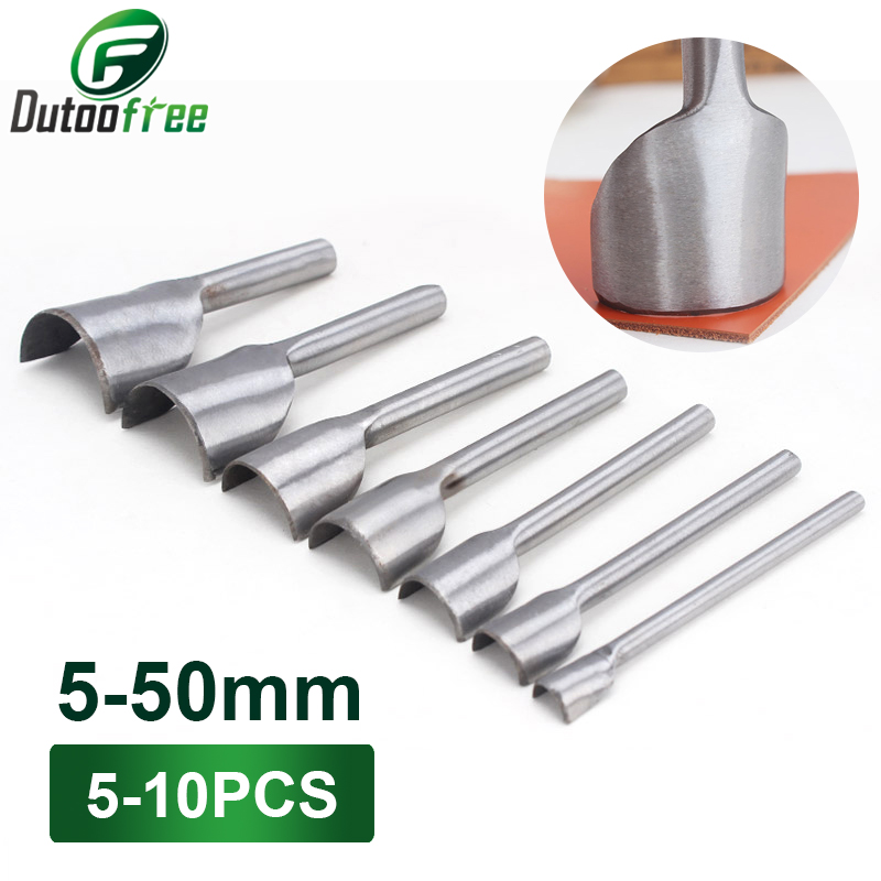 1 einstellen Stanzen Hand Werkzeuge 5-50mm Leder Handwerk Werkzeuge einstellen Hohl See Halb Edelstahl-runde Cutter schlagen Leder DIY Handwerk Werkzeuge
