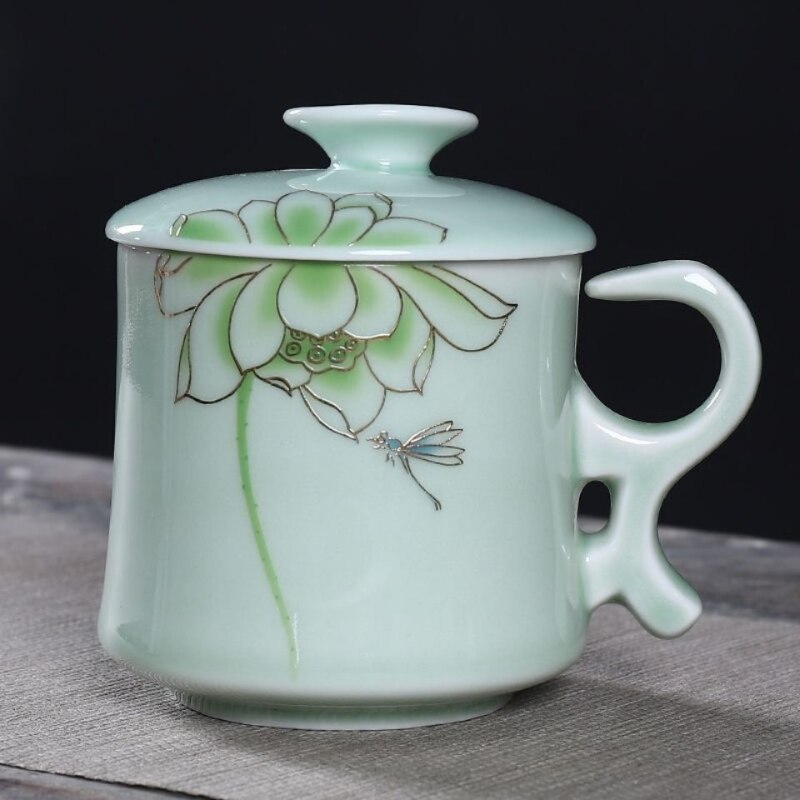 Ceramic Tea Cup with Lid Filter Tea Office Mug Jingdezhen Tea Set Celadon Cup Water Cup Teacup Mark Cup Drinkware: 1