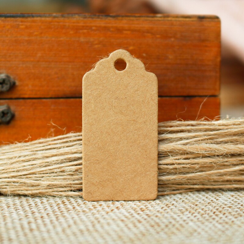 Mini étiquettes en papier Kraft 2x4cm, étiquette vierge pour boîte, emballage de sacs en papier, décoration, bricolage, tissu artisanal, étiquette à coudre, 50 pièces