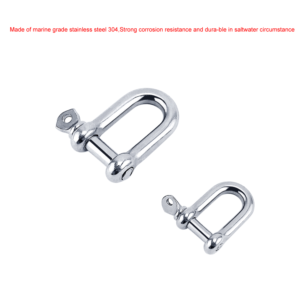 5X Staples Carabiner D Bow Shackle Clasp For Key Ring Keychain Hook Screw Joint Connector Buckle Boat Marine 316 Stainless Steel