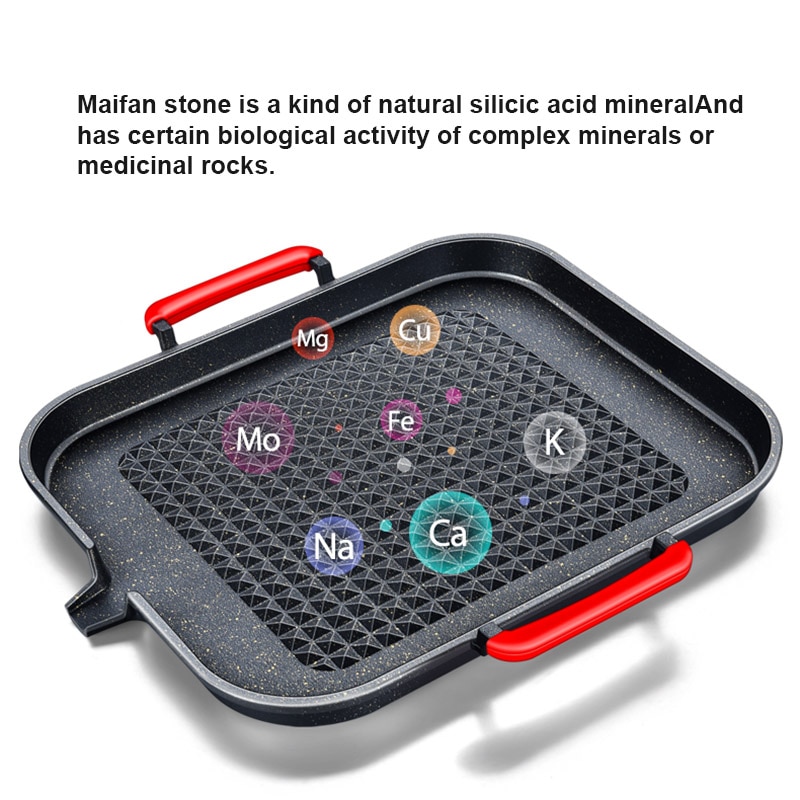 Barbecue Plate Korean Style Maifan Stone BBQ Pot Without Oil Fume Outdoor Picnic Non-Stick Cooker Iron Plate BBQ Plate