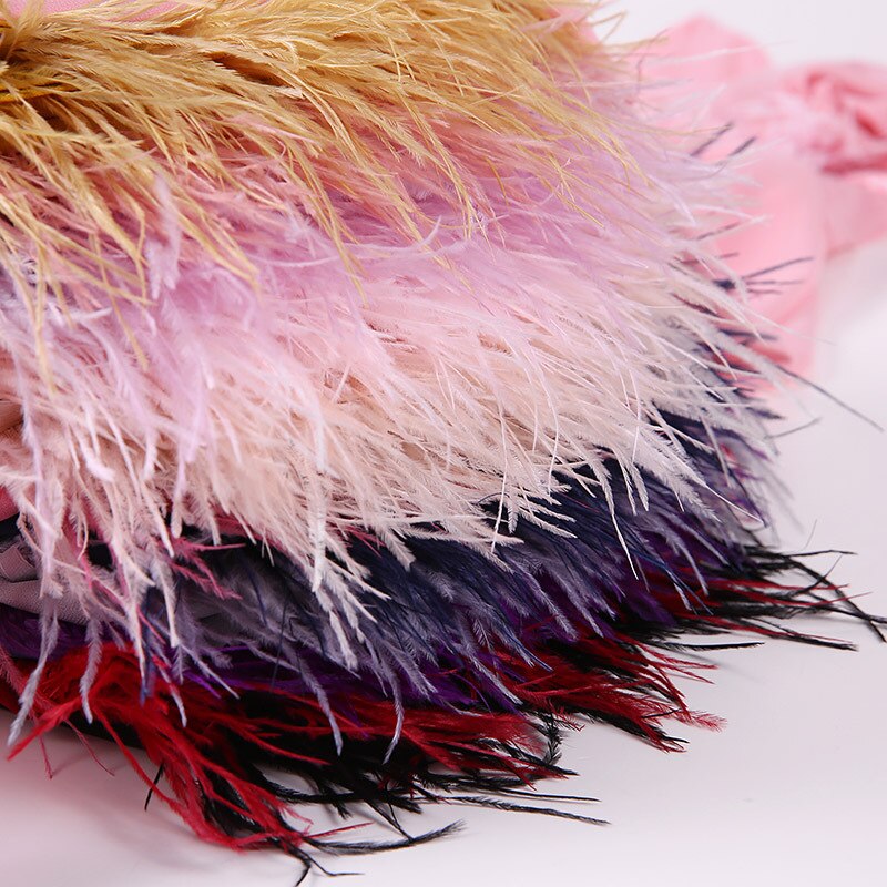 Trend Feather Hijabs Turban Chiffon Single-Side Short Feather Stitching Scarf Long Shawl For Muslim Women Headscarf