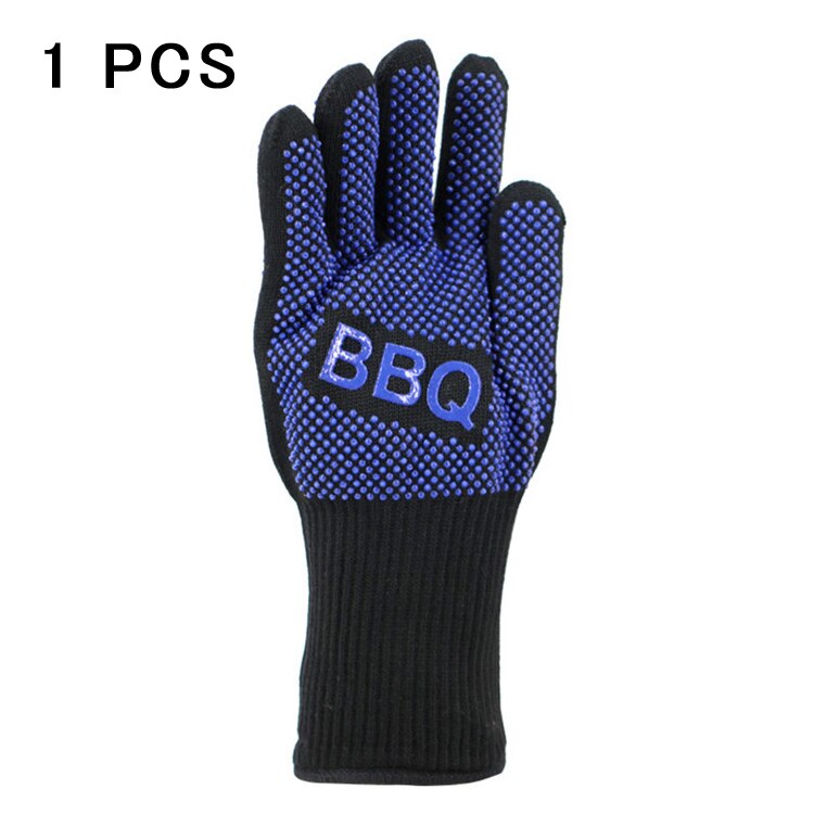 BBQ Gloves Extreme Heat Resistant Fireproof Heated Baking Cooking Microwave Bbq Barbacoa Kitchen Barbecue Oven Grill Gloves: Red