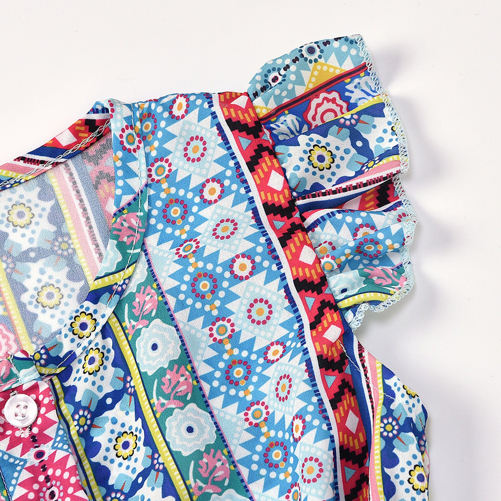 Kids Meisje Overalls Mouwloze Meisjes Romper Boho Patroon Meisjes Jumpsuit Sunsuit Bodysuit Zomer Meisjes Kleding Outfits Met Riem