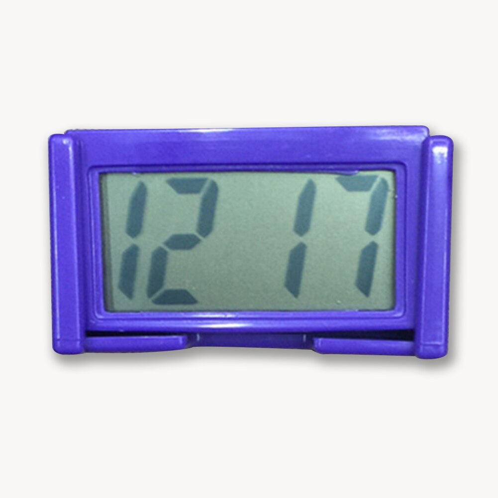 Reloj Digital para salpicadero de coche con pantalla LCD y soporte autoadhesivo: Púrpura