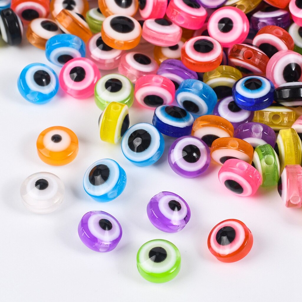 50Pcs/Lot 8mm Round Resin Eye Pattern Loose Beads DIY Bracelet Charms Oval Stripe Spacers Beads For Jewelry Making