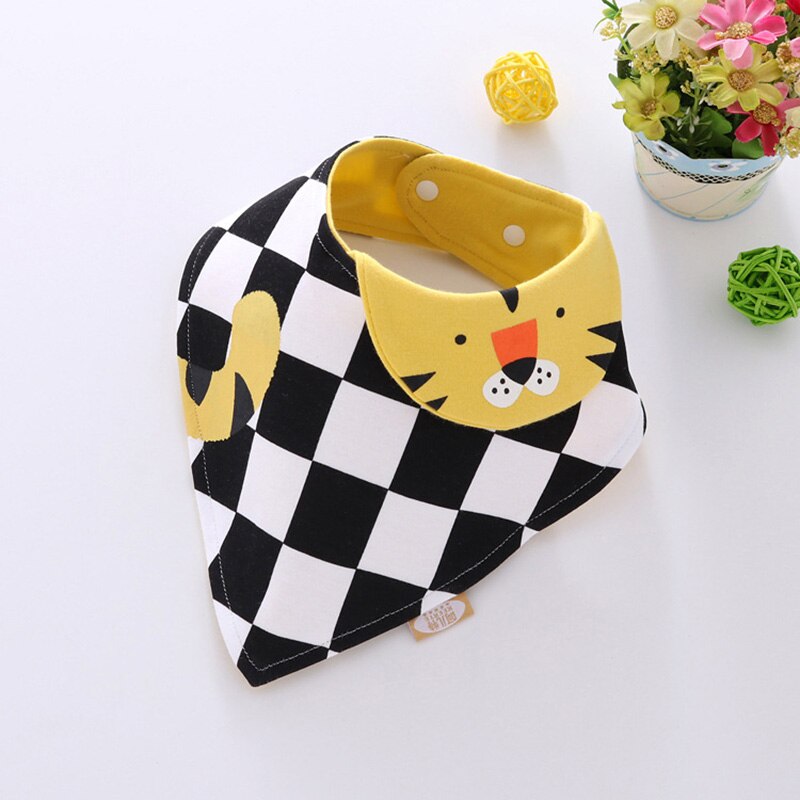 Reusable Washable Cotton Baby Bibs Burp Cloth Cartoon Animals Printing Triangle Bibs Cotton Adjustable Baby Meal Bib Infant Bibs