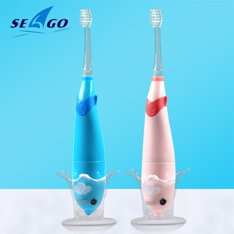 Cepillo de dientes eléctrico para niños SEAGO, recargable, Sónico, cepillos suaves, luz LED, cepillo de dientes inteligente para 3-12 años de edad, resistente al agua