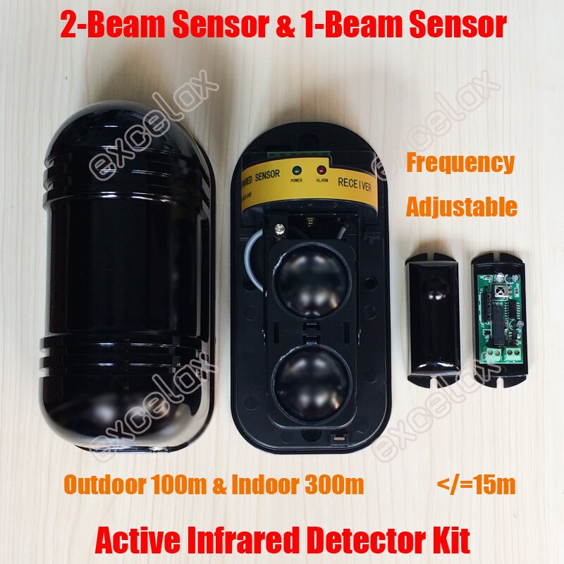 Foto-elektrische 2-Beam IR 300 m & Mini 1-Beam IR 15 m Kit Sensor Actief Infrarood Inbraakdetectie Outdoor Muur Hek Motion Alarm