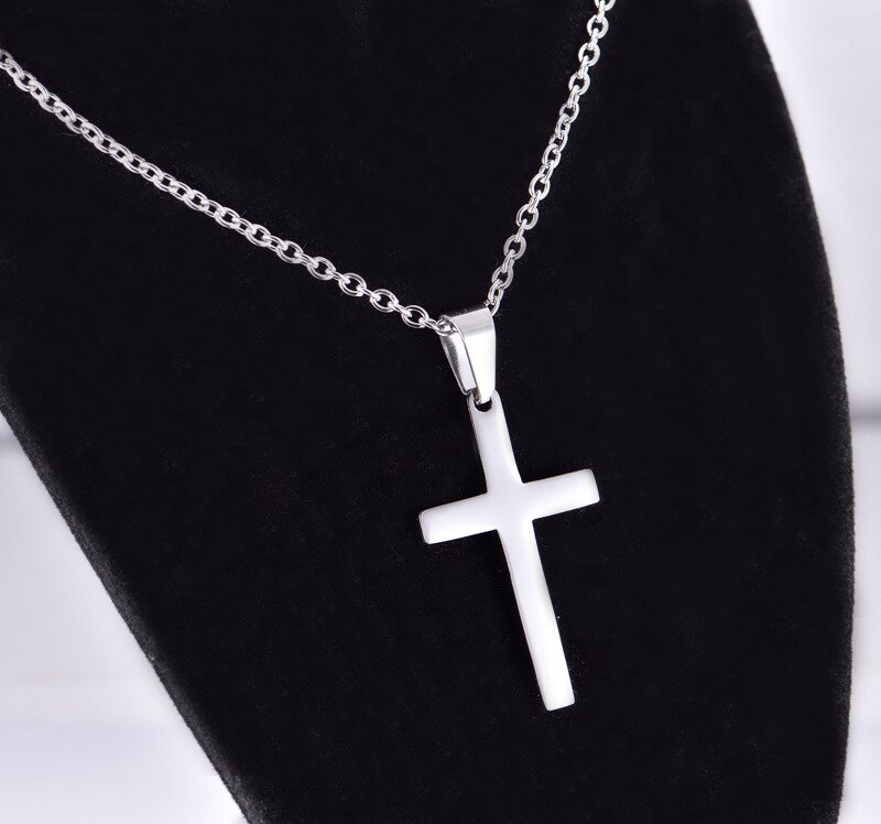 Enkle kors halskjede anheng til menn gutt sølvfarge krusifiks halskjeder mann smykker religiøs kristen