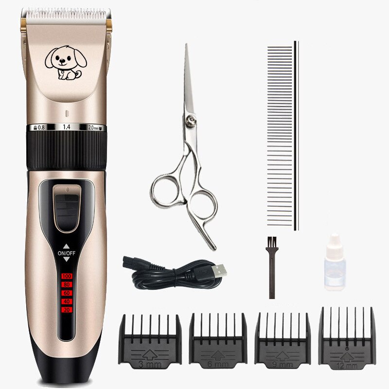 Elektrische Pet Clipper Hond Tondeuses Voor Huisdier/Kat/Hond/Konijn Grooming Haircut Trimmer Scheerapparaat Set Huisdieren draadloze Oplaadbare: Set meal S03