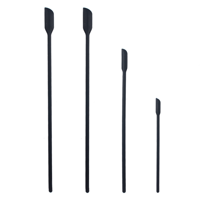 4 Stuks Mini Siliconen Spatels Keukengerei Voor Dunne Jar Skinny Openingen Flessen Tiny Schraper Cosmetische Schrapen Mengen Gereedschap: 4 Pcs Black