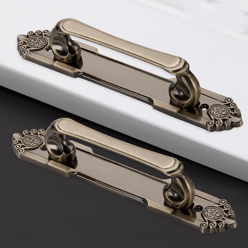 Antique Bronze Bronze Wall Mounted Handle European Invisible Wooden Door Handle Wardrobe Drawer Cabinet Door Handle