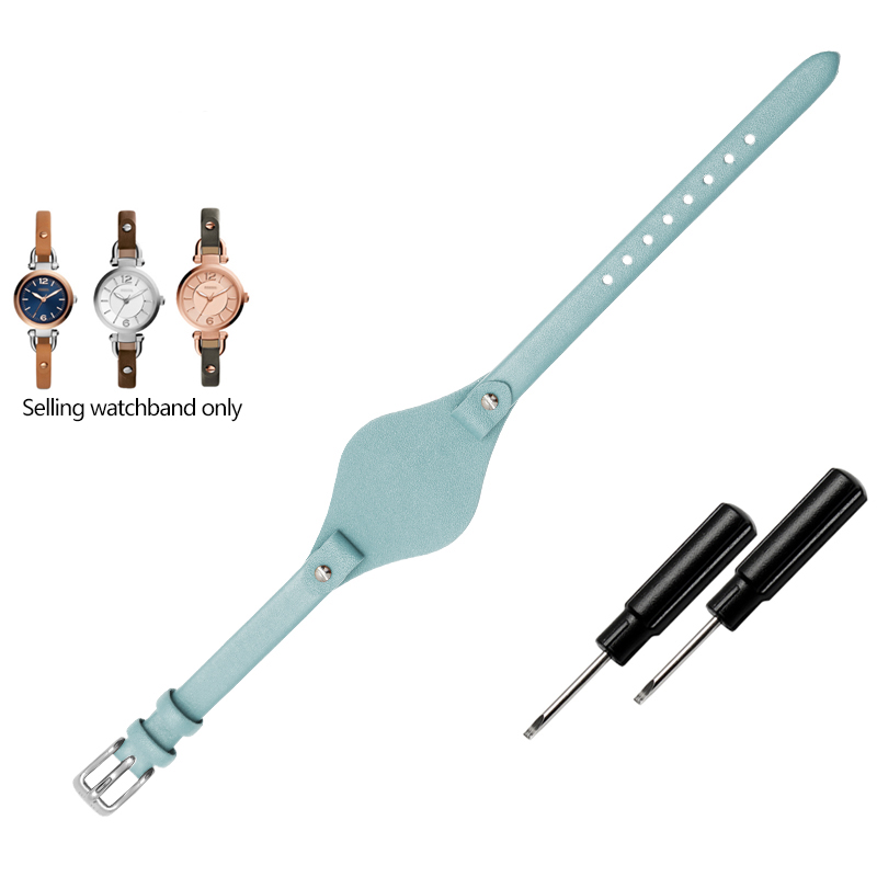 Correa de reloj de cuero de , 8mm, especial para correa femenina fósil ES3077 ES2830 ES3262 ES3060 ES4119 ES3148, pulsera Wonmen: Violet niebla