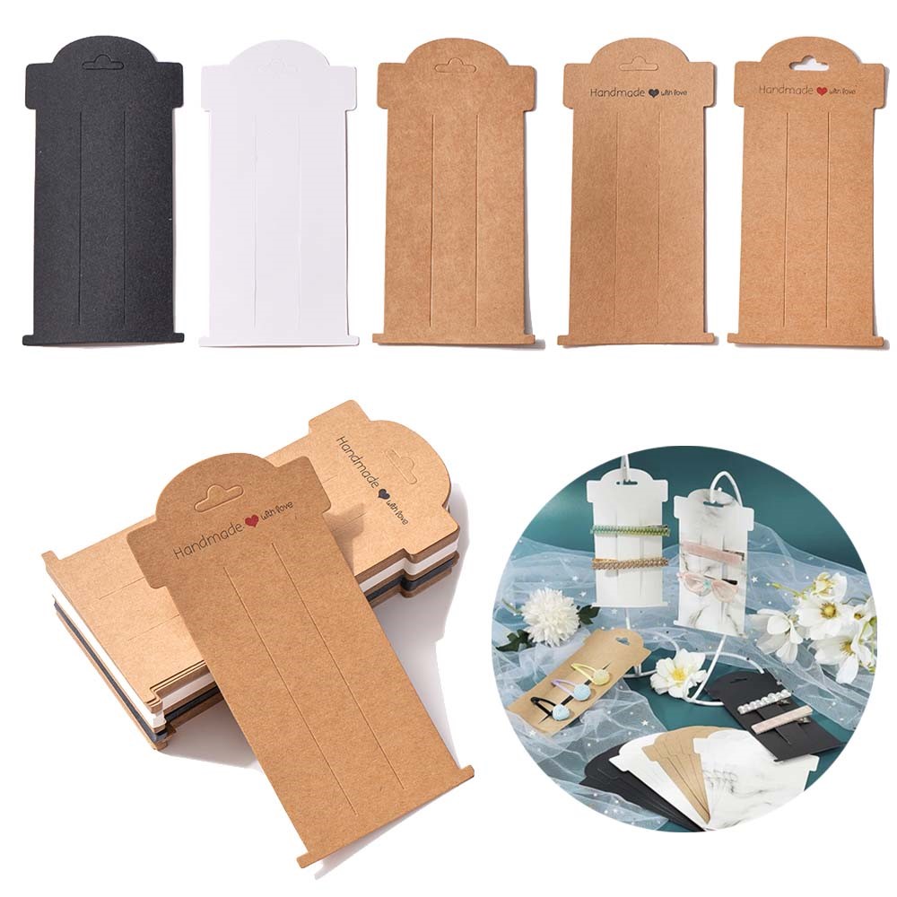 Soporte de cartón para tarjetas de exhibición, accesorio de joyería, organizador, embalaje para pequeñas empresas, Clip para el pelo, 16x8cm, 20 piezas