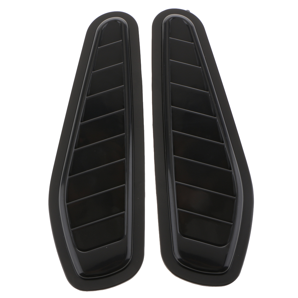 2 Pieces Air Flow Intake Turbo Bonnet Hood Side Vent Grille Cover Black