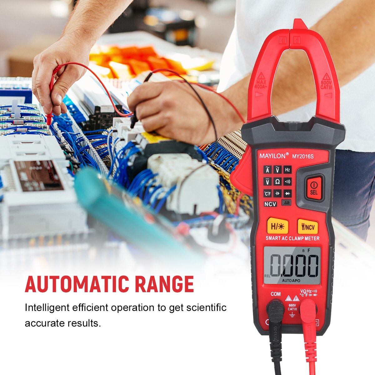 Digital AC Current Clamp Meter 6000 Counts Automatic Range LCD Display Multimeter with Backlight Multifunctional Clamp Gauge