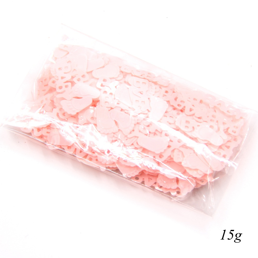 Mini confeti rosa y azul con pies para bebé, 15 g/bolsa, decoración para de cumpleaños de niños, suministros para Baby Shower: 15g pink