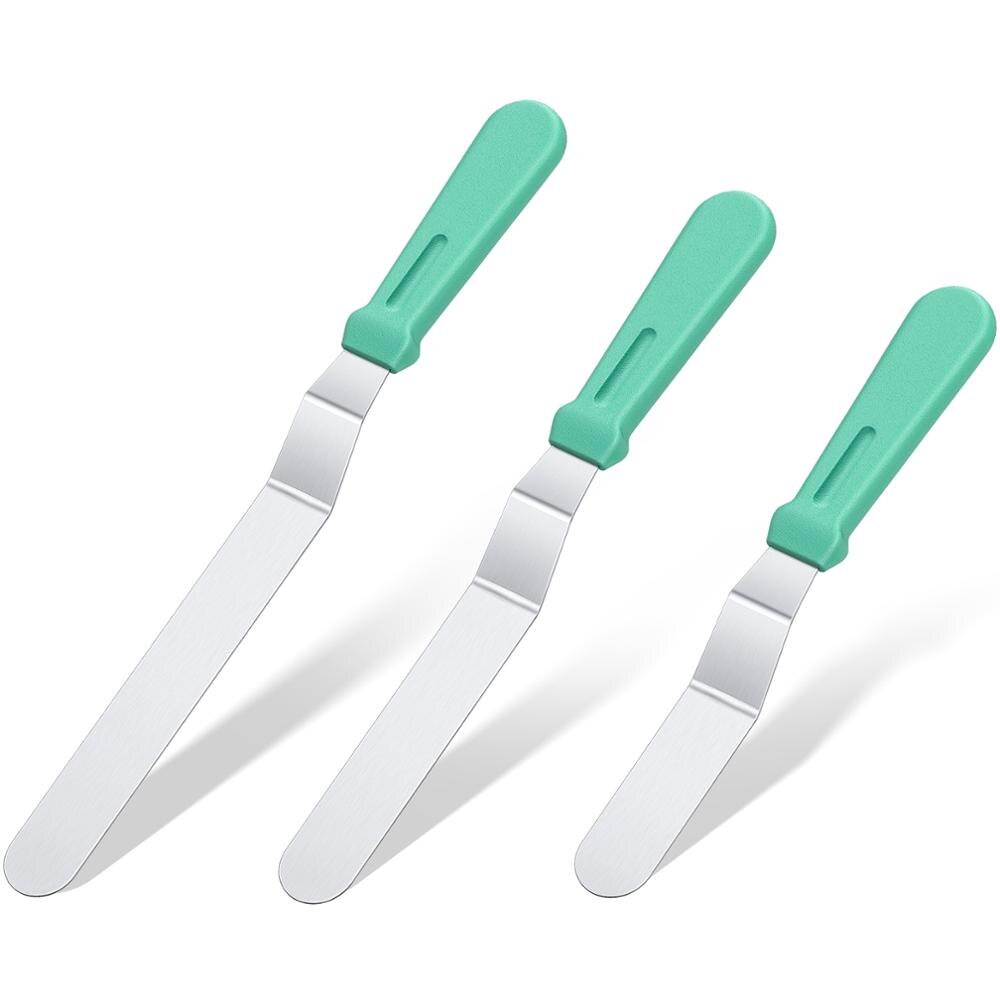 U-Smaak 6 &quot;8&quot; 10 &quot;Icing Spatel Rvs Gebak Cake Spatel Soepeler Fondant Strooier Icing frosting Bakken Decorating Tool: Teal