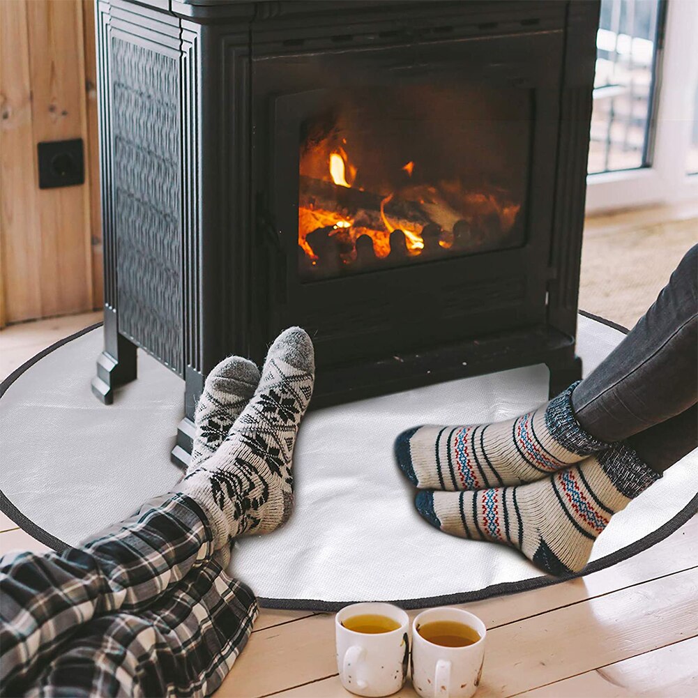 Fire Pit Mat Under Grill Fire Pit Pad BBQ Fireproof Deck Defender Round for Floor Patio Lawn Outdoor Camping 24inch Silver