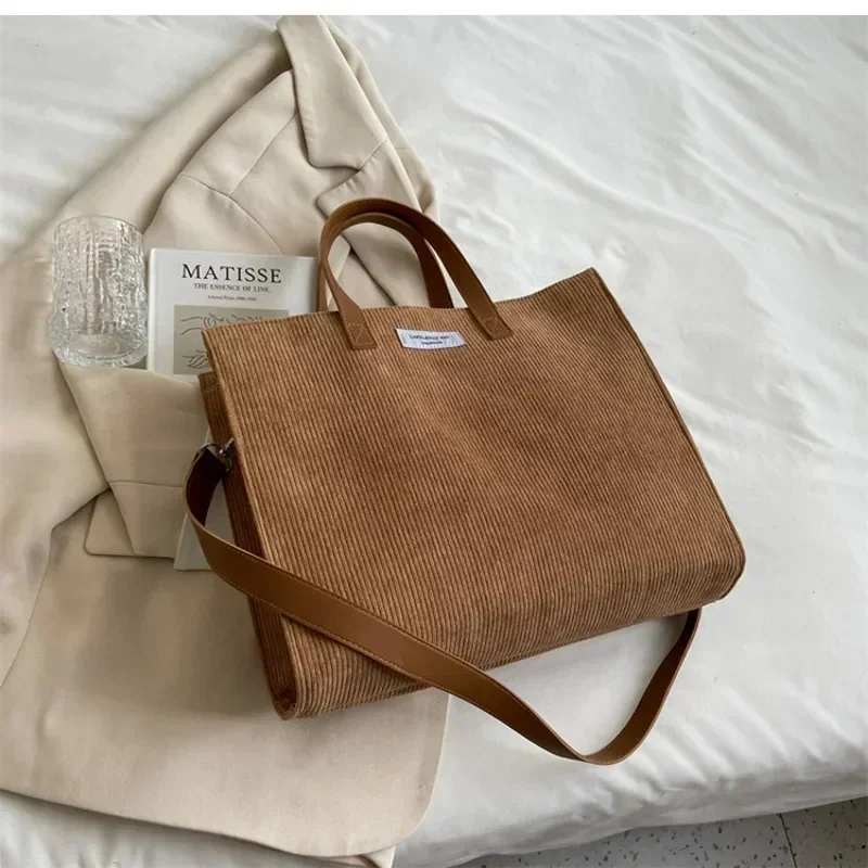 Bolsos de pana para mujer, bandoleras Vintage, bolso cruzado para compras: Castaño