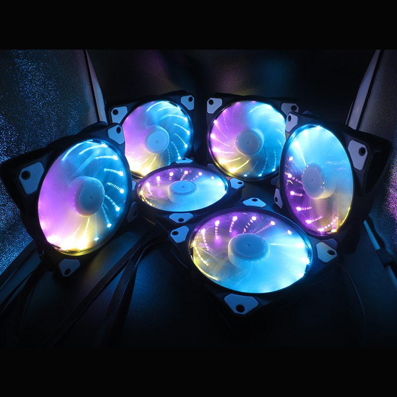Rgb Fan 120 Mm Set Aangepast 15LED Pc Fan Controller Cooler 12 Cm Computer Game Case Pc Koelventilator Rustige remote Fan Sync Led Hub