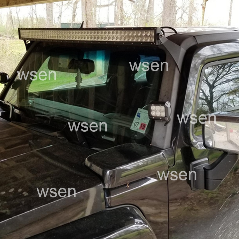 Upper Windshield 52 inches Straight or Curved LED Light Bar Mount Brackets Fits Hummer H3 (2006) H3T )