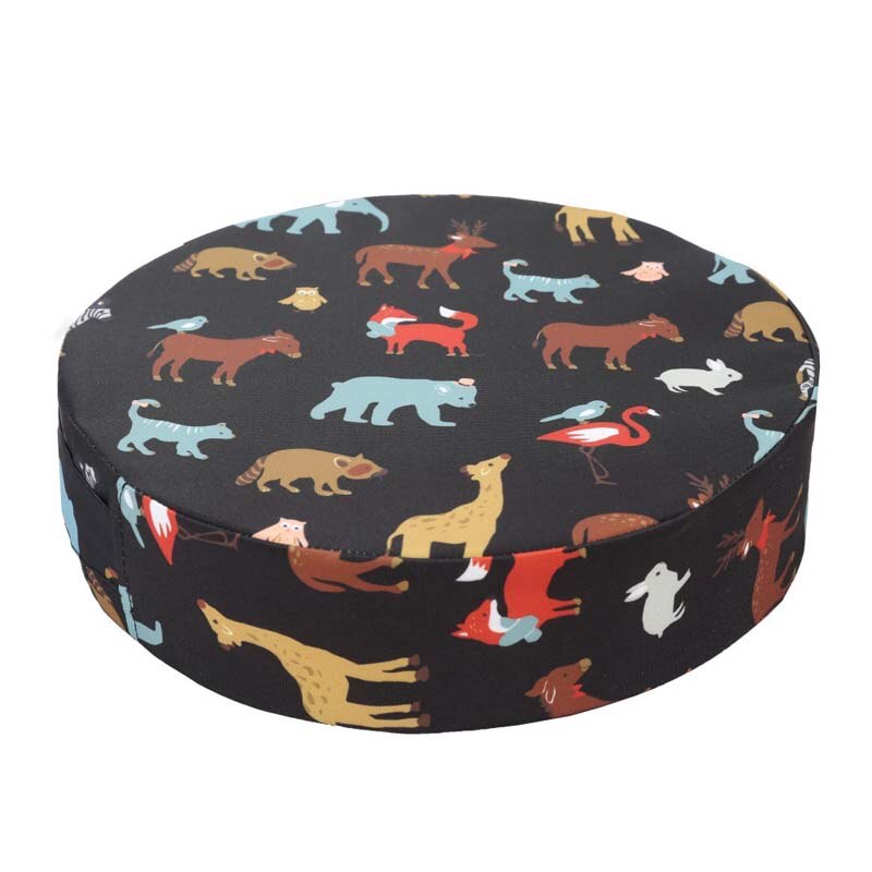 Kids Dining Chair Round Booster Cushioncartoon Star Animal Print Pattern Student Desk And Chair Mat Child Birthday: Black Animal