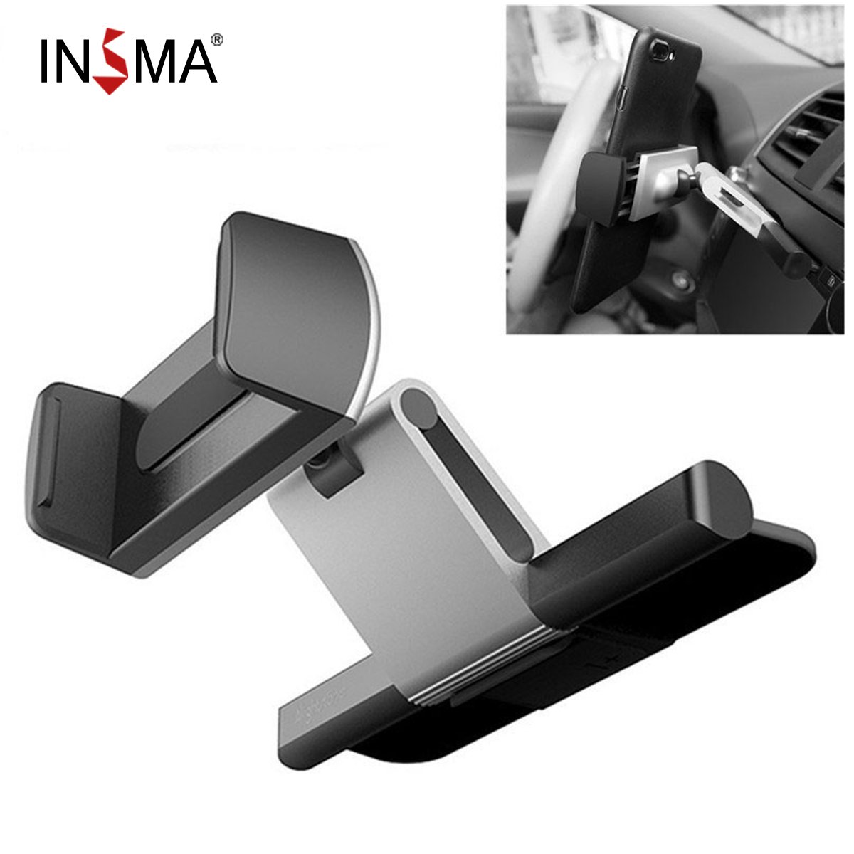 INSMA Aluminium Auto CD Slot Mount Cradle Houder Universele Mobiele Telefoon Standhouder Beugel voor iPhone voor Samsung GPS Auto houder