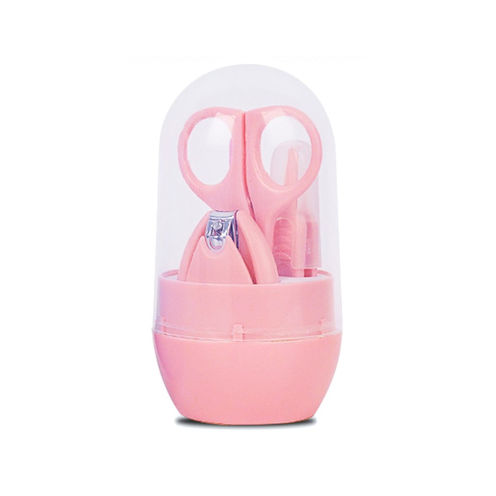 4PCS Del Bambino Forbicine per Le Unghie Set Bella Nail Clippers Trimmer Blu Rosa Del Chiodo di Sicurezza Forbici Del Chiodo Borsette di Taglio Manicure Set la Cura del bambino