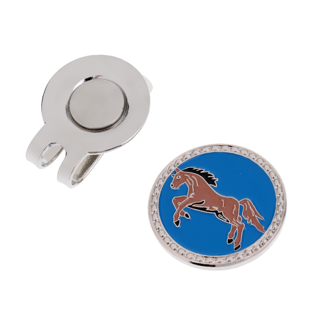 Chinesische Sternzeichen aufbringen Legierung Golf Ball Marker mit Magnet Hütte Clip-SchöNe für Golfspieler - 12 aufbringen: Pferd