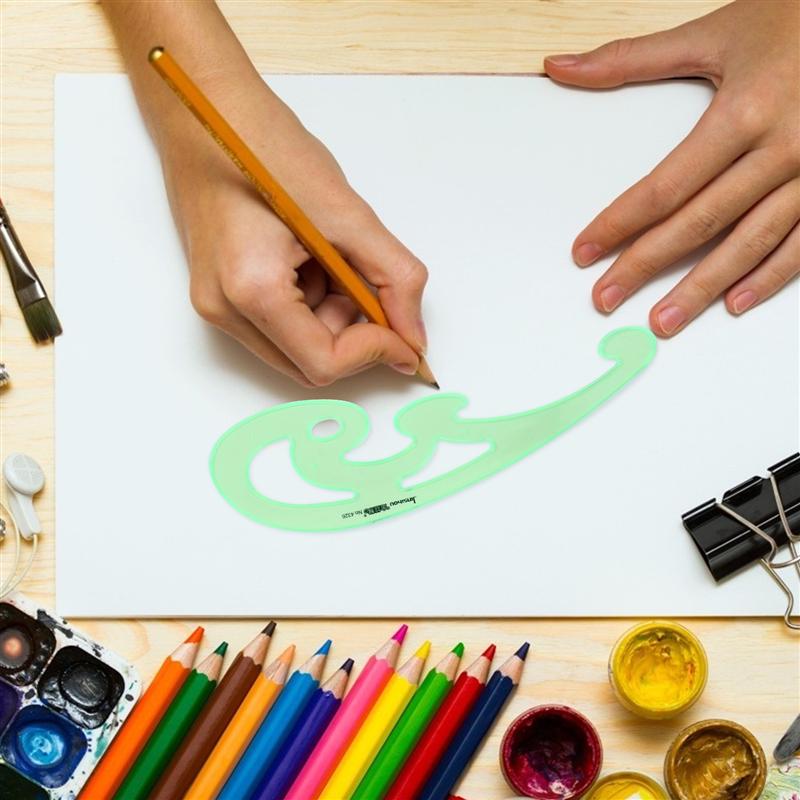 6Pcs Drawing Template Stencil Geometric Stencils Multiple Shapes Drawing Tools Multifunctional Drawing Ruler