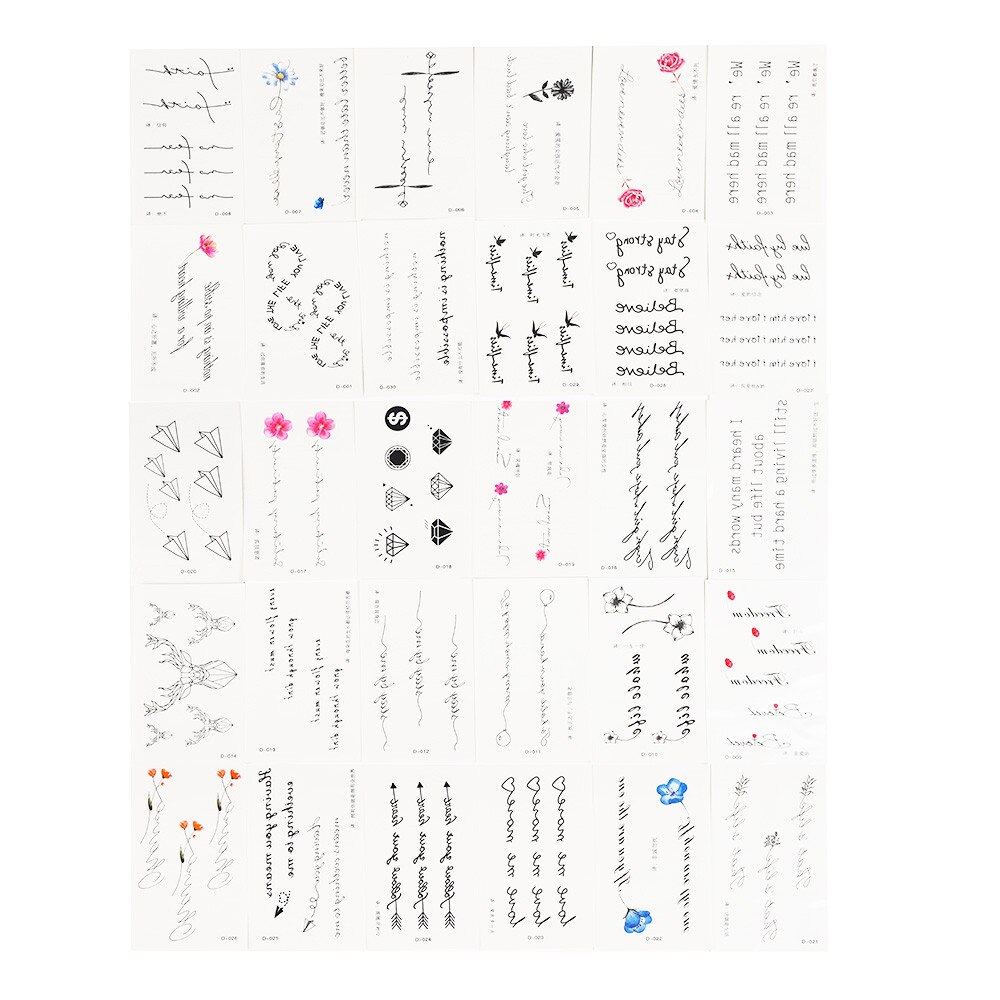 30pcs Sheet Temporary Metallic Tattoo Gold Silver ... – Grandado