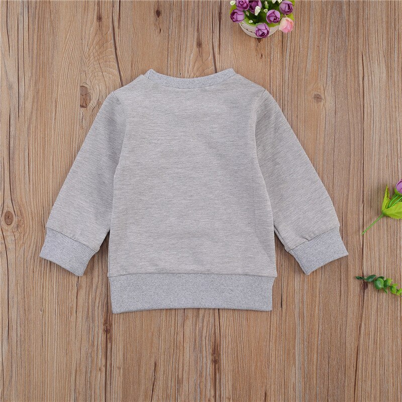 Vår höst barn baby kläder leopard brev tryck sweatshirt lång ärm rund krage tröjor toppar för pojkar flickor