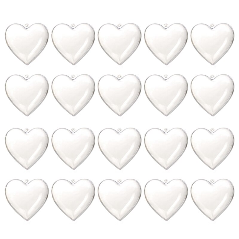 Boules en forme de cœur en plastique Transparent, 20 pièces, décor pour noël , bricolage maison: Transparent B