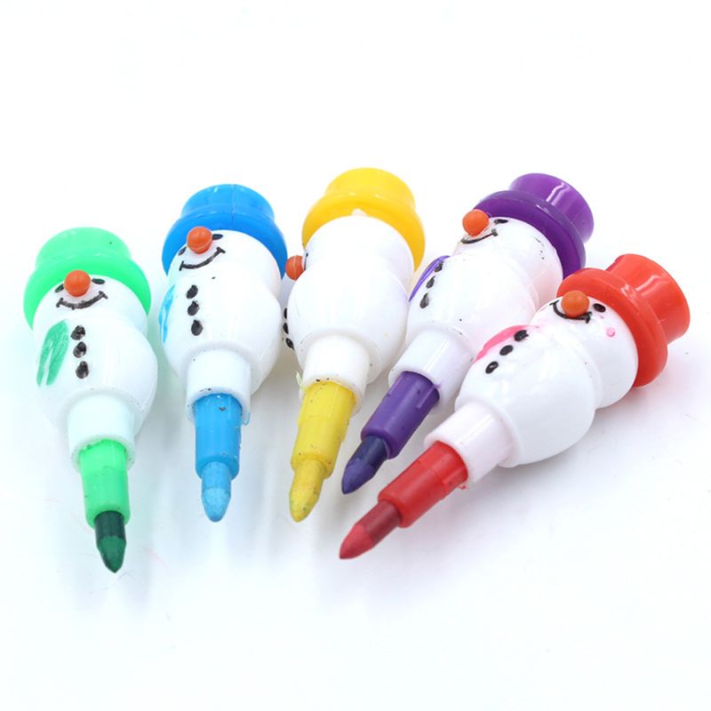 5 pièces assemblables dessin animé bonhomme de neige forme Crayon enfants dessin papeterie