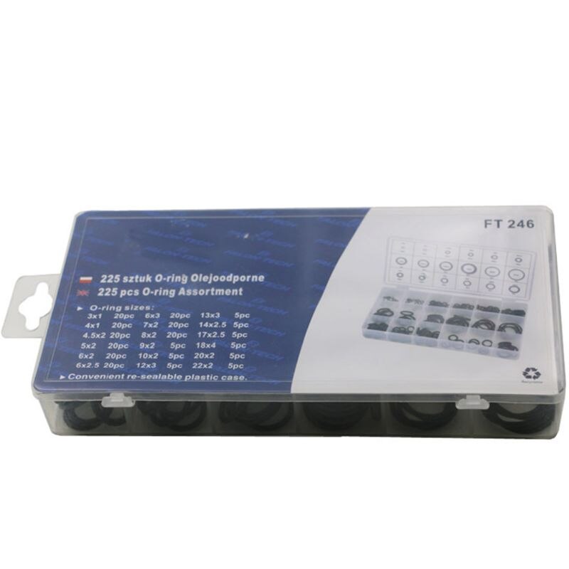 Kit De 225 Joints Toriques En Caoutchouc Noir - Tailles Assorties - Neuf