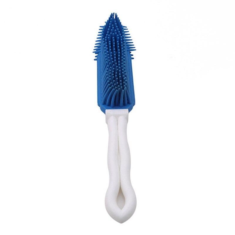 Perro cachorro gato pelo cepillo para el baño de silicona suave cabello pegajoso herramienta Animal PEQUEÑO masaje herramienta: blue