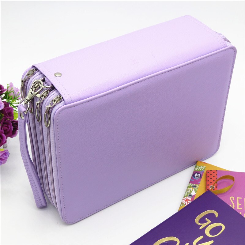 Pu leren school etui met 184 gaten, grote capaciteit, kleurpotloodtas, multifunctionele etui voor kunstbenodigdheden