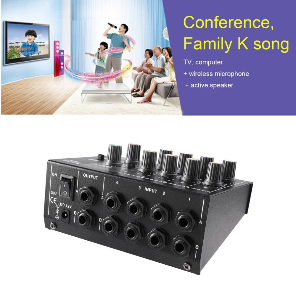 8 Channel Digital Mixing Console Karaoke Universal Mixer Console Mono/Stereo Microphone Mixer Console Adjusting Panel