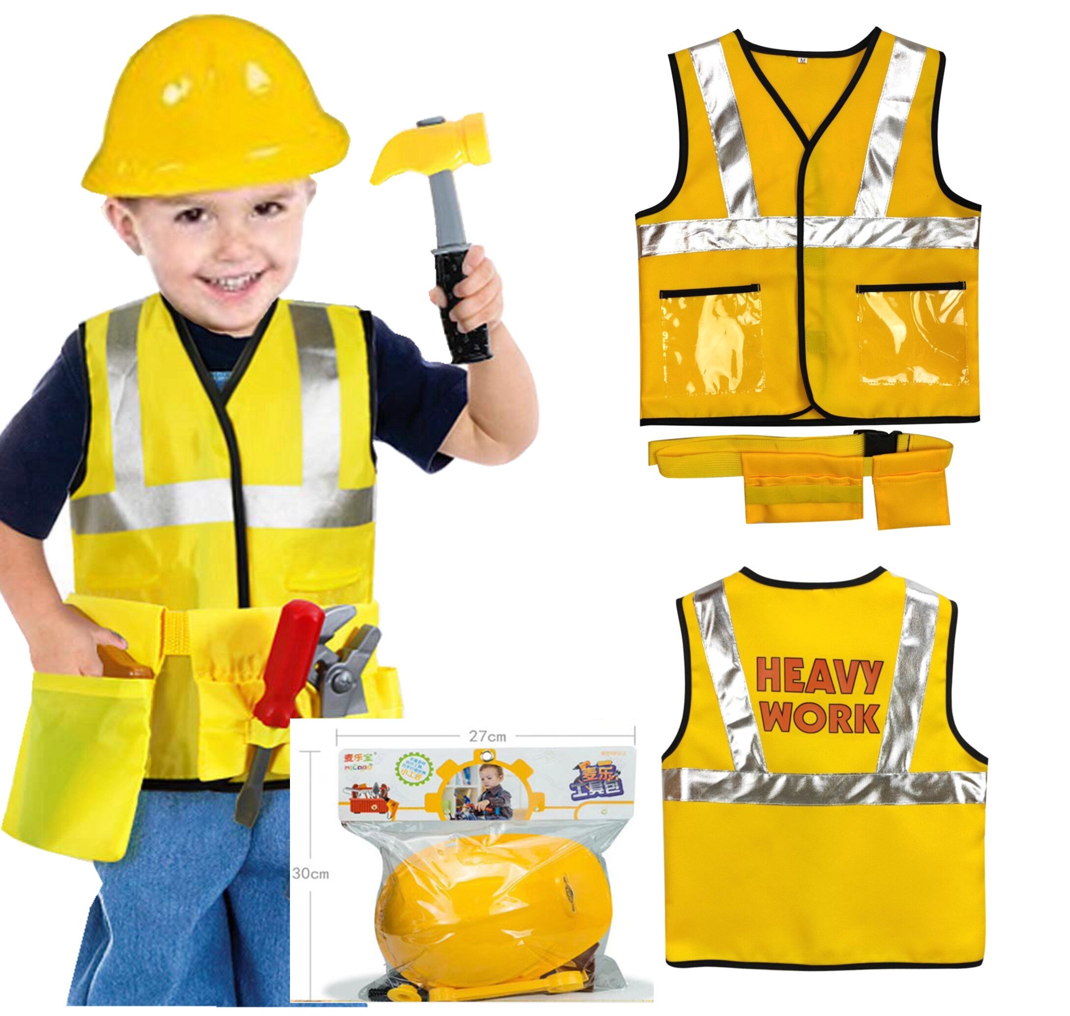 Construcción disfraz de trabajador Kit para niños conjunto de juguete carrera trajes de trabajador cosplay