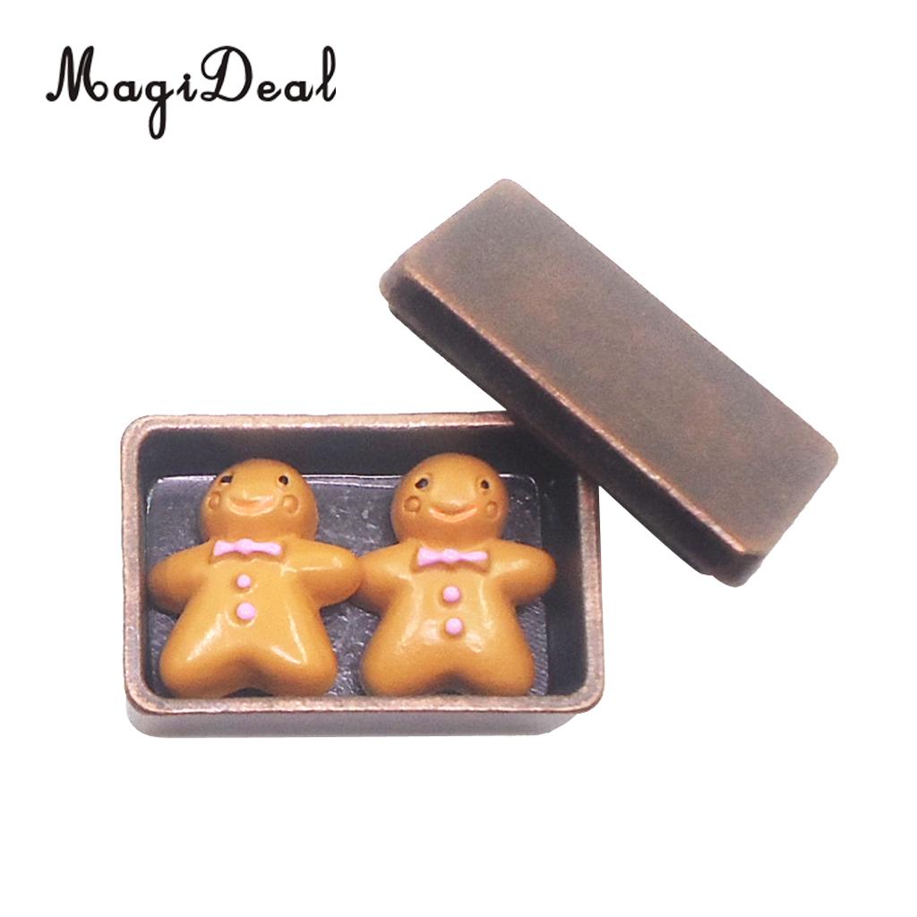 MagiDeal Lovely 1:12 Dollhouse Miniatures Kitchen Accessories Biscuit Box with 2 Pieces Cookies: Bronze 