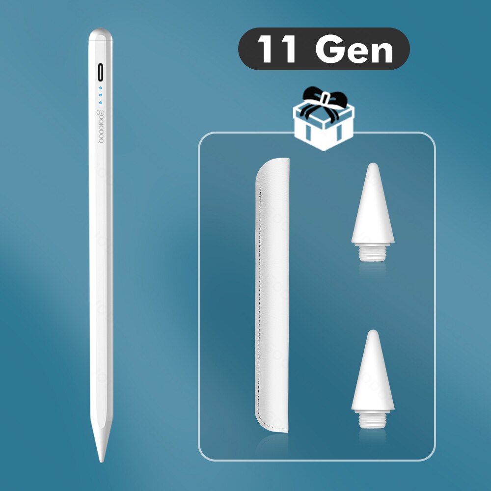 GOOJODOQ-lápiz de 11. ª generación para iPad, lápiz de rechazo de Palma inclinable para Apple Pencil 2 1 iPad Pro 11 Air 4 7th 8th Pencil: 11th 2 Tips