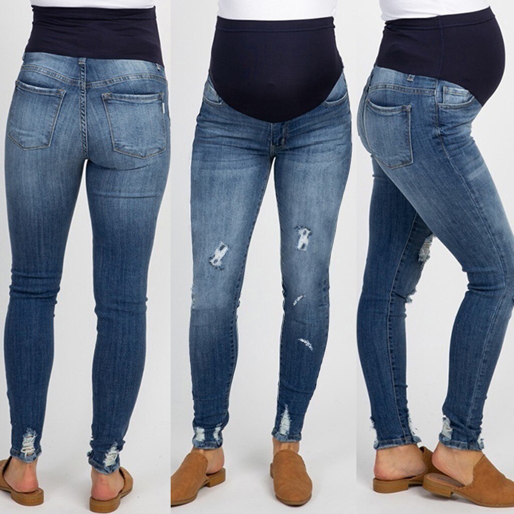 Femme enceinte dechire jean maternite pantalon pan. Grandado