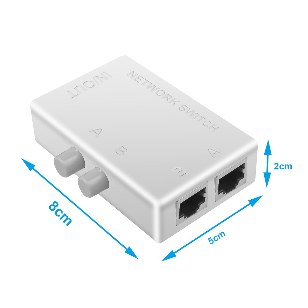 Kebidumei 2 porte  rj45 lan cat 6 netværk switch vælger intern ekstern netværk switcher splitter boks hvid