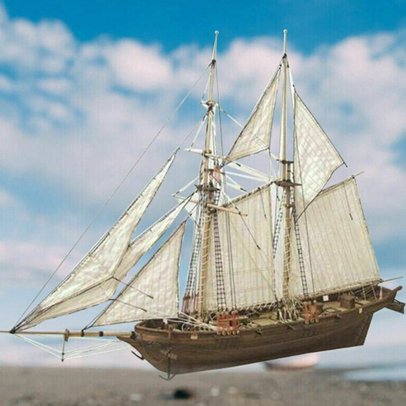 1 Set 1:100 Halcon Wooden Sailing Boat Model DIY Kit Ship Assembly Decoration: Default Title