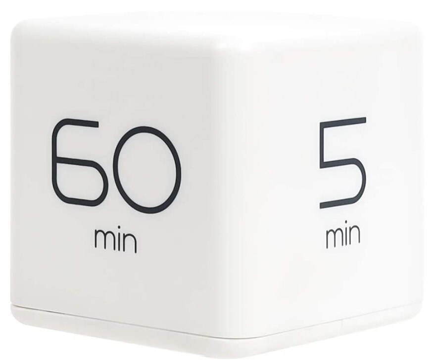Mooas Cube Timer 5, 15, 30 and 60 Minutes Time Management (White), Kitchen Timer, Kids Timer, Workout Timer