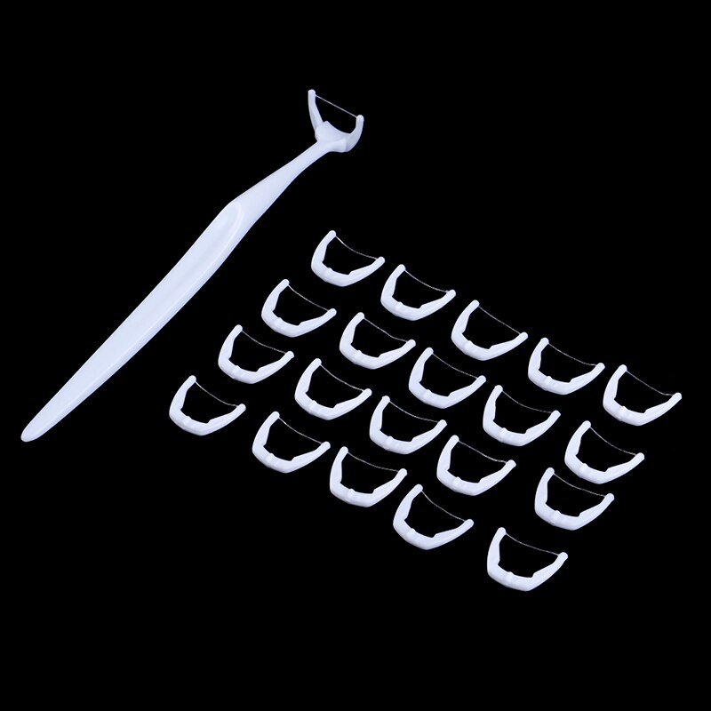 1Set (1 Handle+20 Heads) Dental Floss Picks Inter-dental Brush Teeth Stick Toothpick Flosser Deep Clean Tooth Thread Floss Pick: Default Title